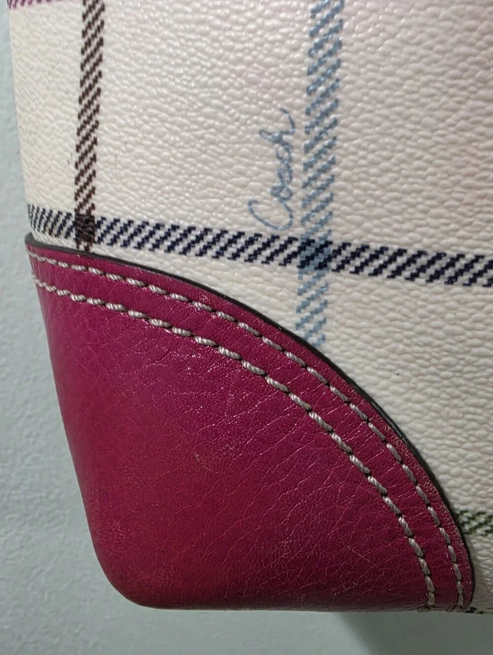 Coach Vintage Plaid Tote Bag in Raspberry Pink Plaid
